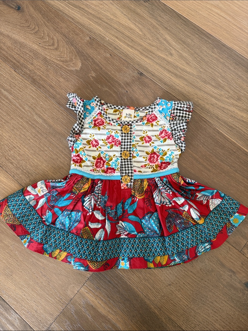 Wildflowers Red, Pink & Turquoise Floral Baby Dress